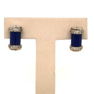 VTG Estate Sterling Silver, Zirconia & Enamel Pierced Earrings! 1